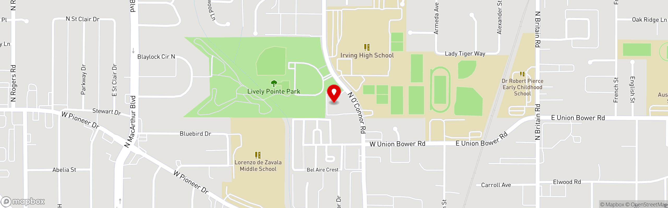Street map pinning Taqueria El Arquito in Irving