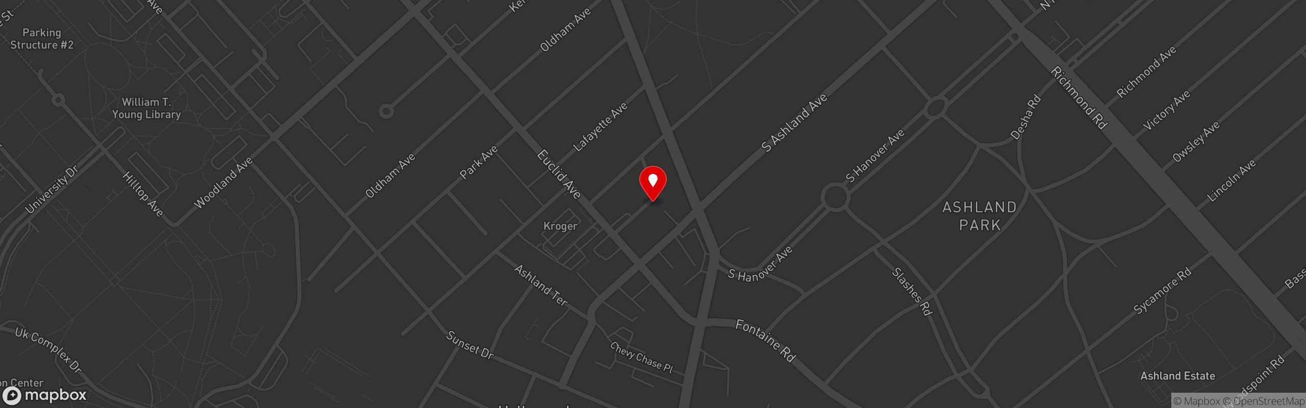 Street map pinning Athenian Grill in Ashland Ave