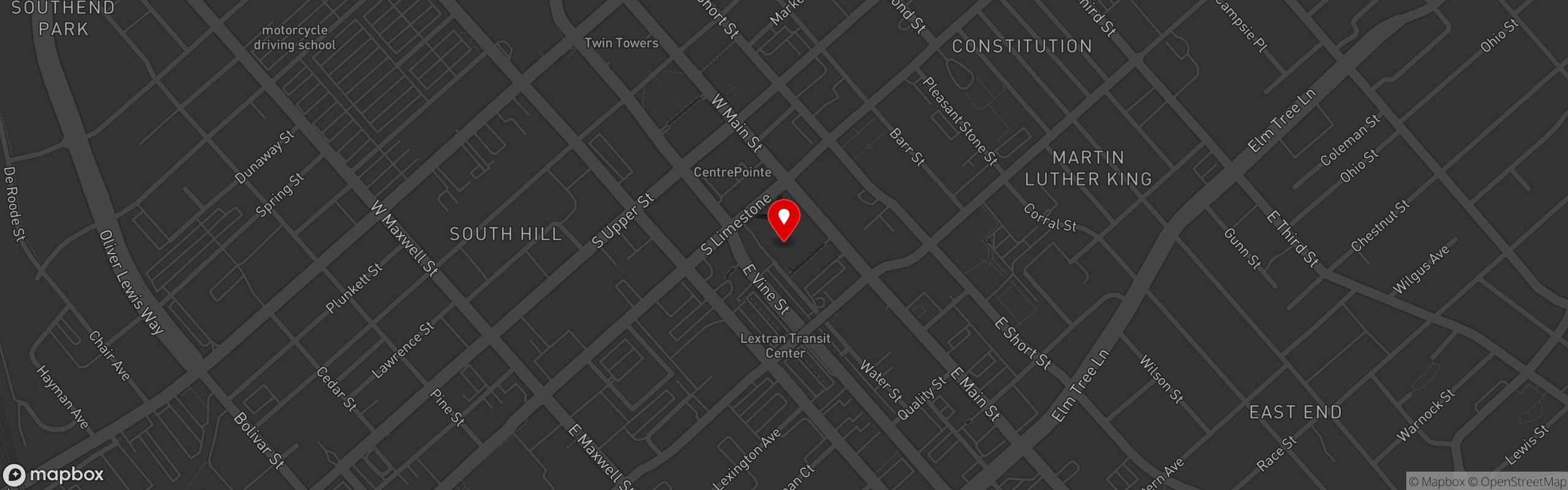 Street map pinning Athenian Grill in Park Plaza