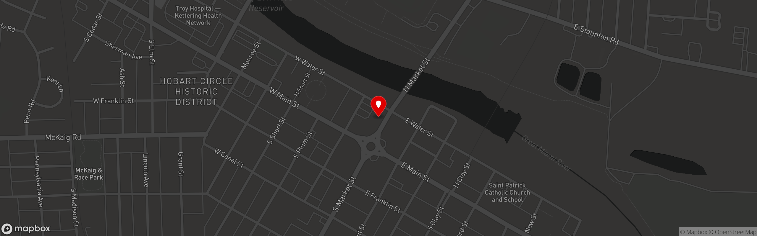 Street map pinning Submarine House in Troy, OH