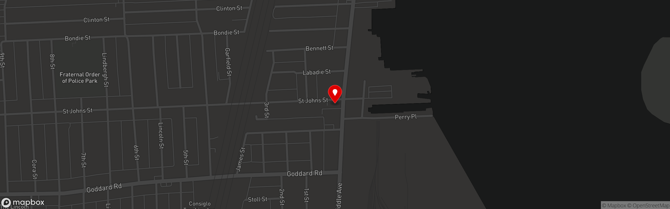 Street map pinning My Place Bar & Grill in My Place Bar & Grill