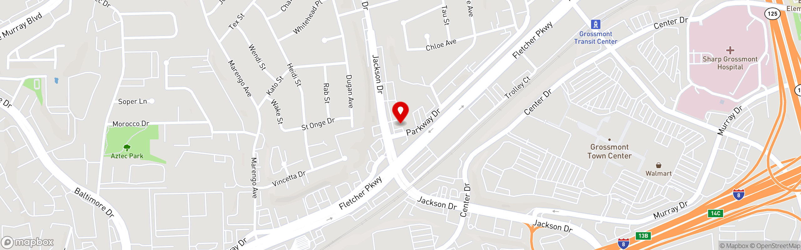 Street map pinning Petrino's Greek Restaurant in La Mesa