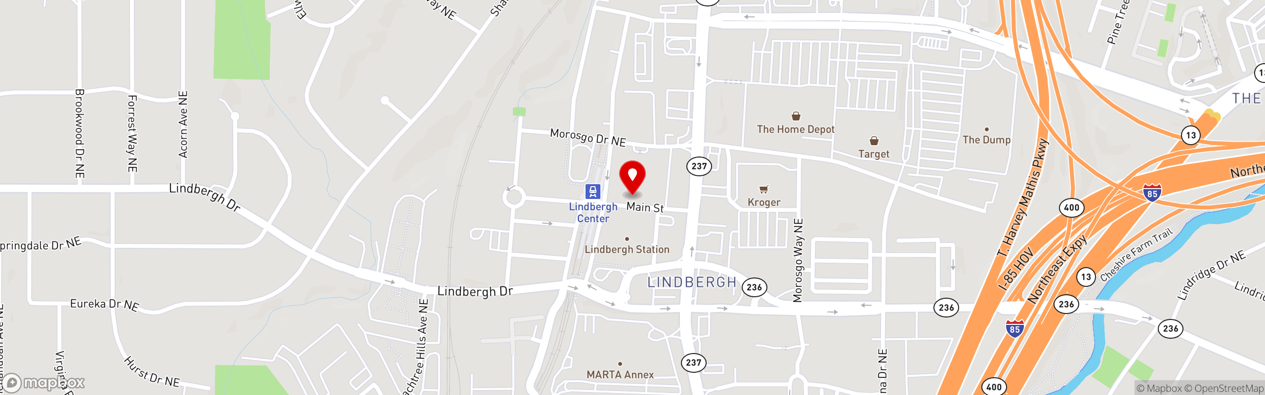 Street map pinning White Windmill Bakery & Cafe in Buckhead