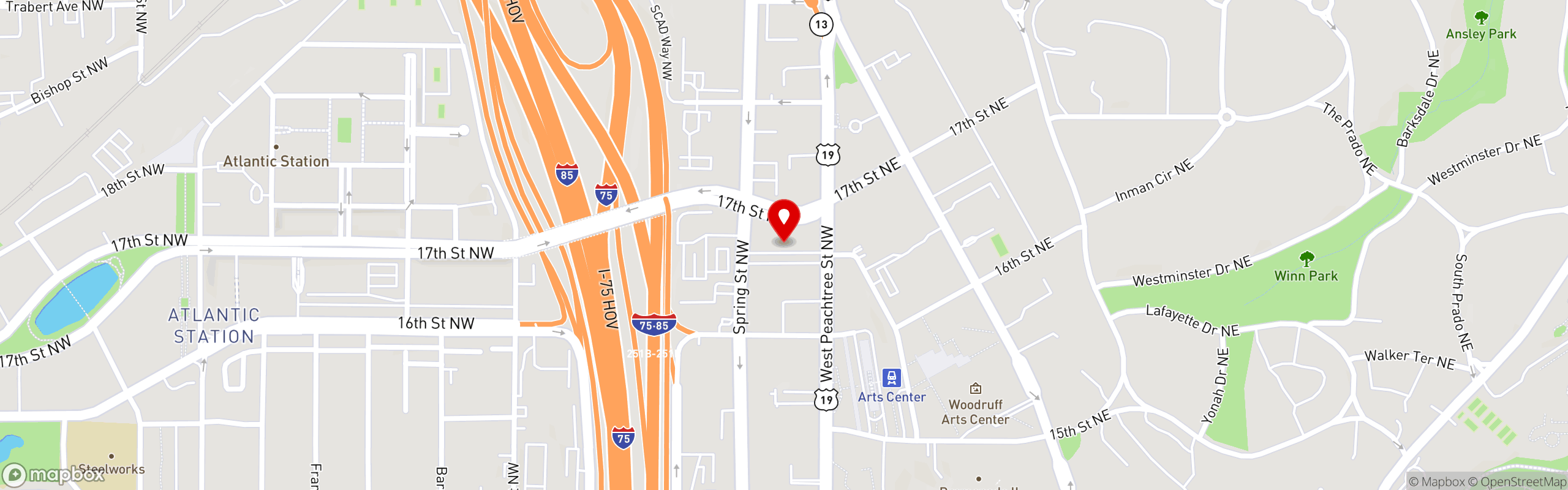 Street map pinning White Windmill Bakery & Cafe in Midtown