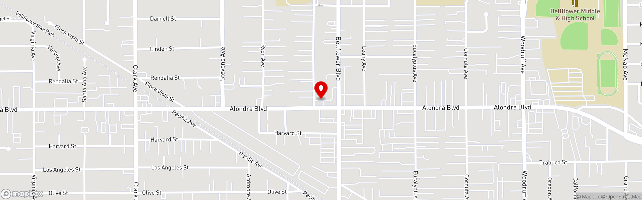 Street map pinning Taqueria el Poblano in Taqueria el Poblano - Alondra Blvd