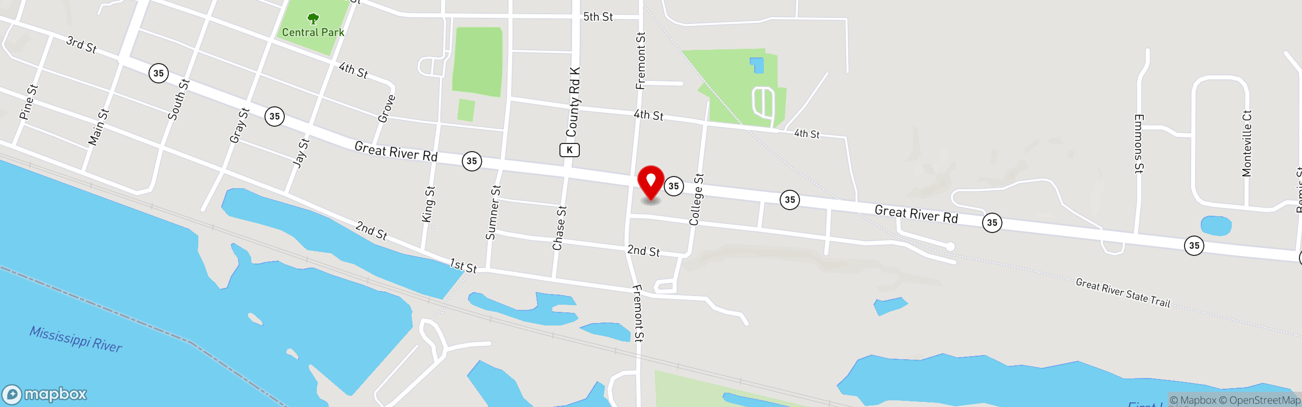Street map pinning River Cafe in Trempealeau, WI