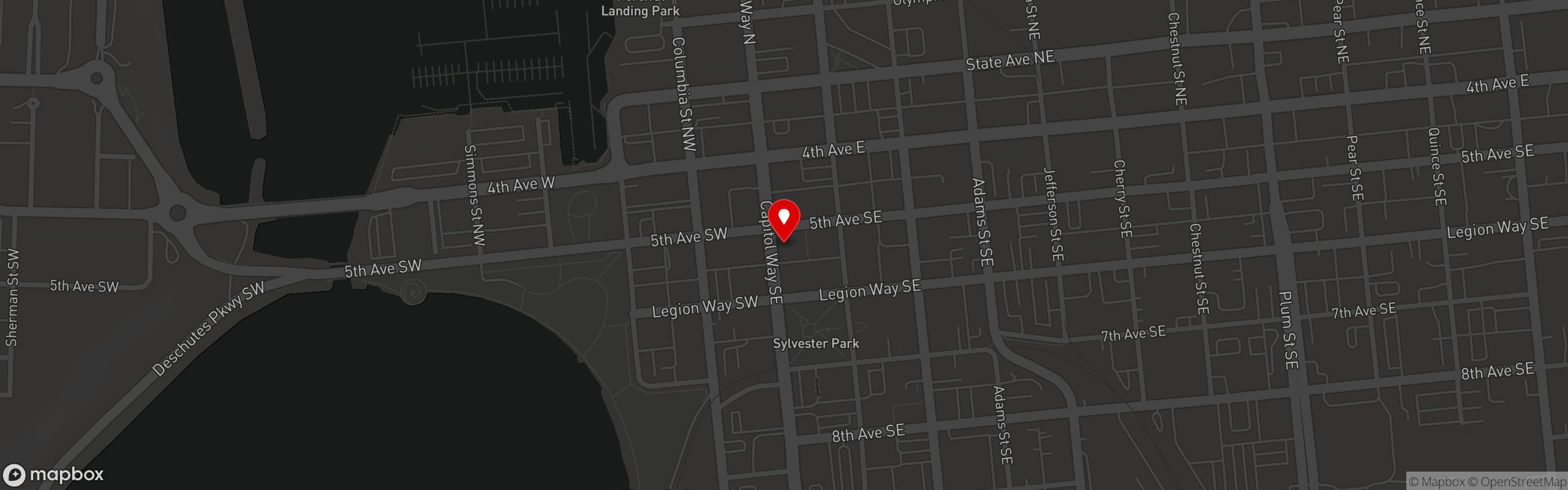 Street map pinning Uptown Grill in Olympia