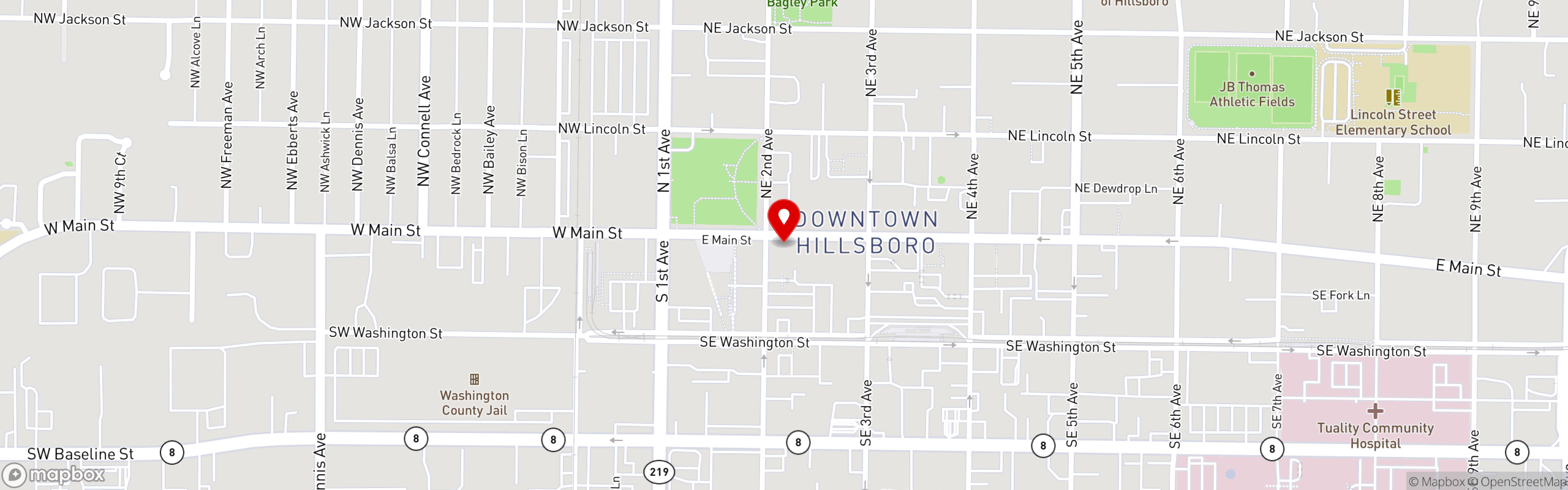 Street map pinning Backwoods Brewing Company in Backwoods in Hillsboro