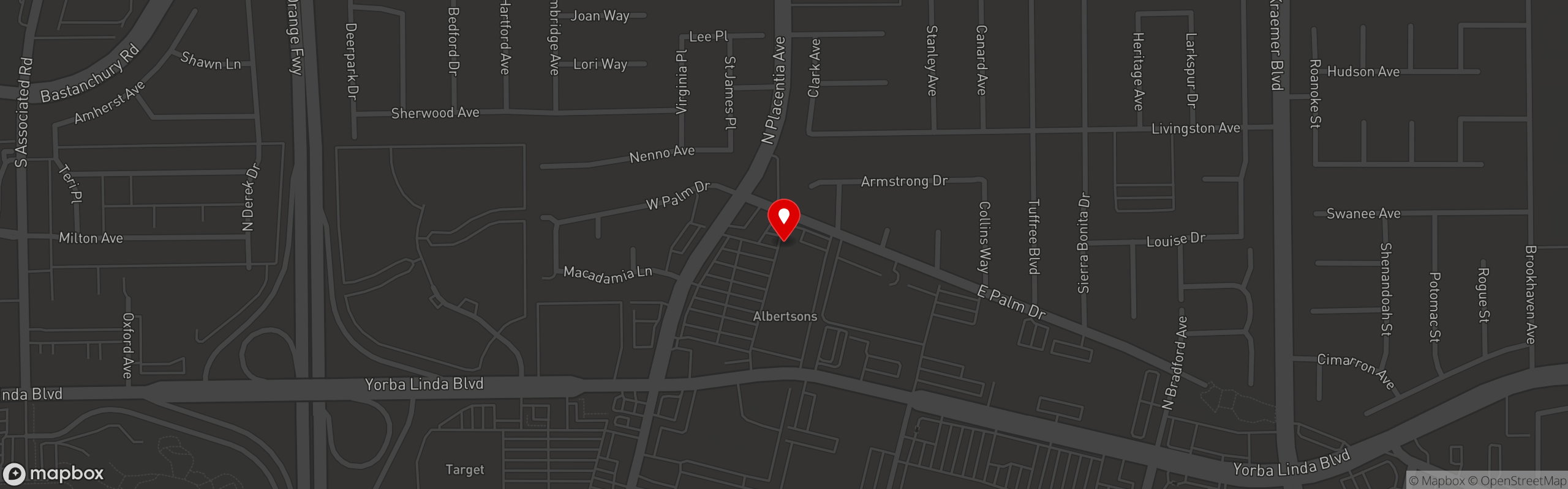 Street map pinning Brian's Original Sports Bar in Fullerton