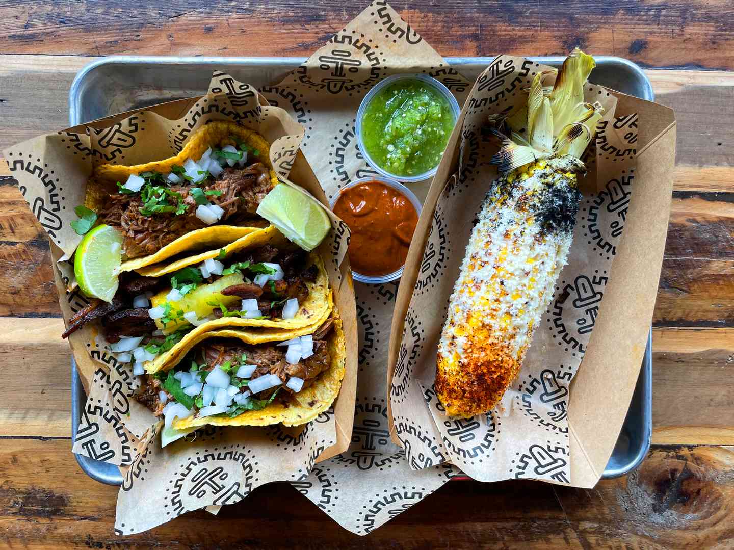 tacos and elote