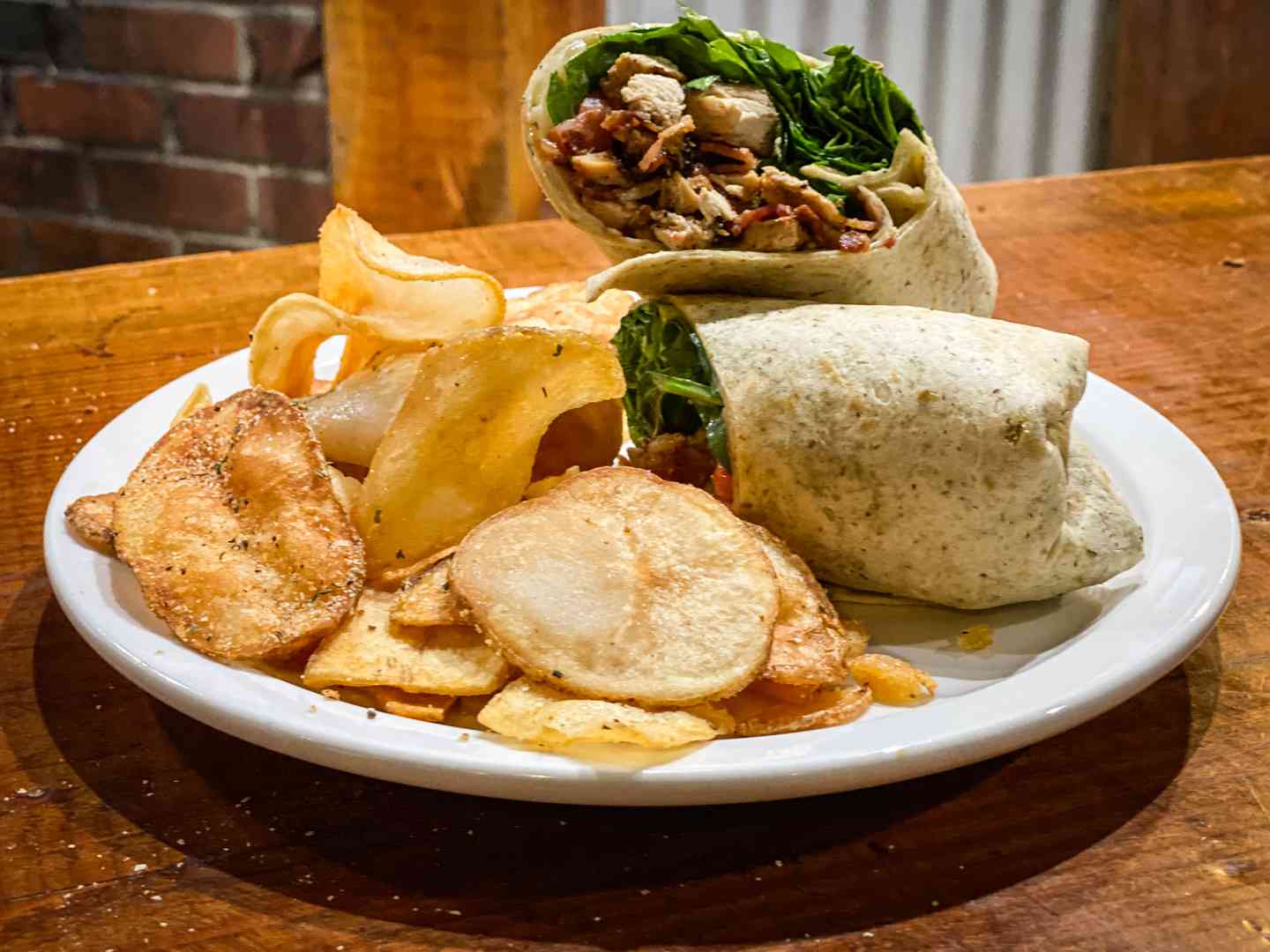 Chicken wrap and chips