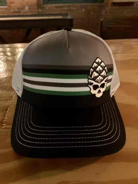 Grey/Green Stripe Hop Skull Black Hat