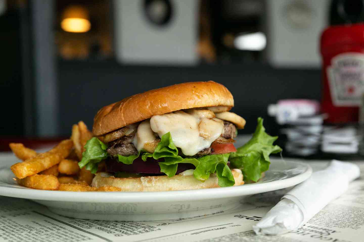 mushroom swiss burger