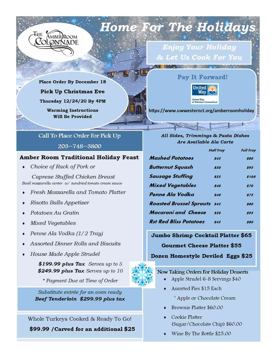 Holiday menu