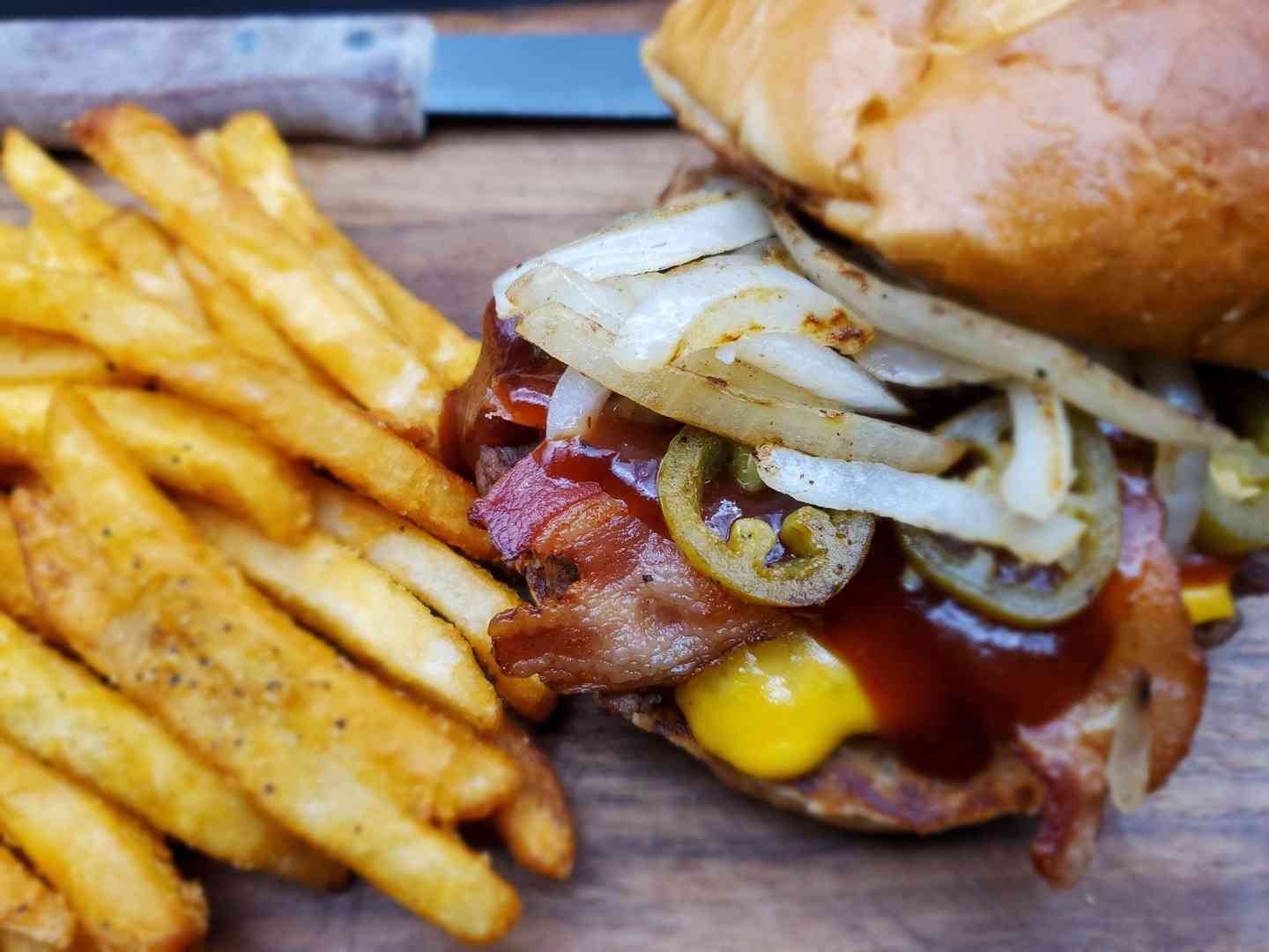Burger and fries