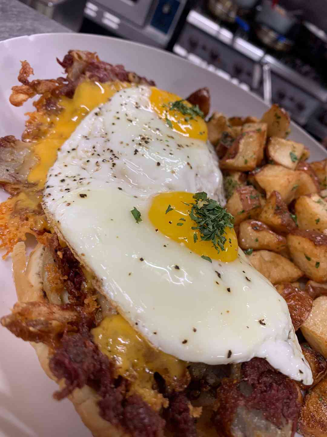 Open Faced Corned Beef Melt