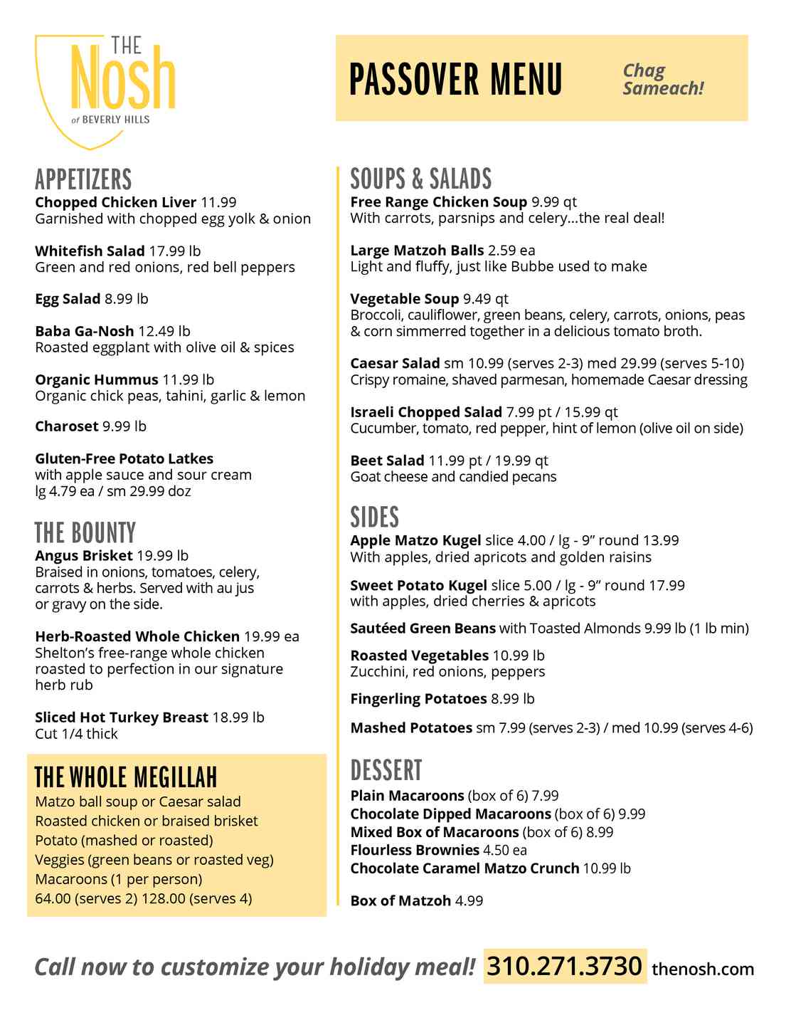 Nosh Breakfast Bagel Catering Menu The Nosh Deli in Beverly Hills, CA