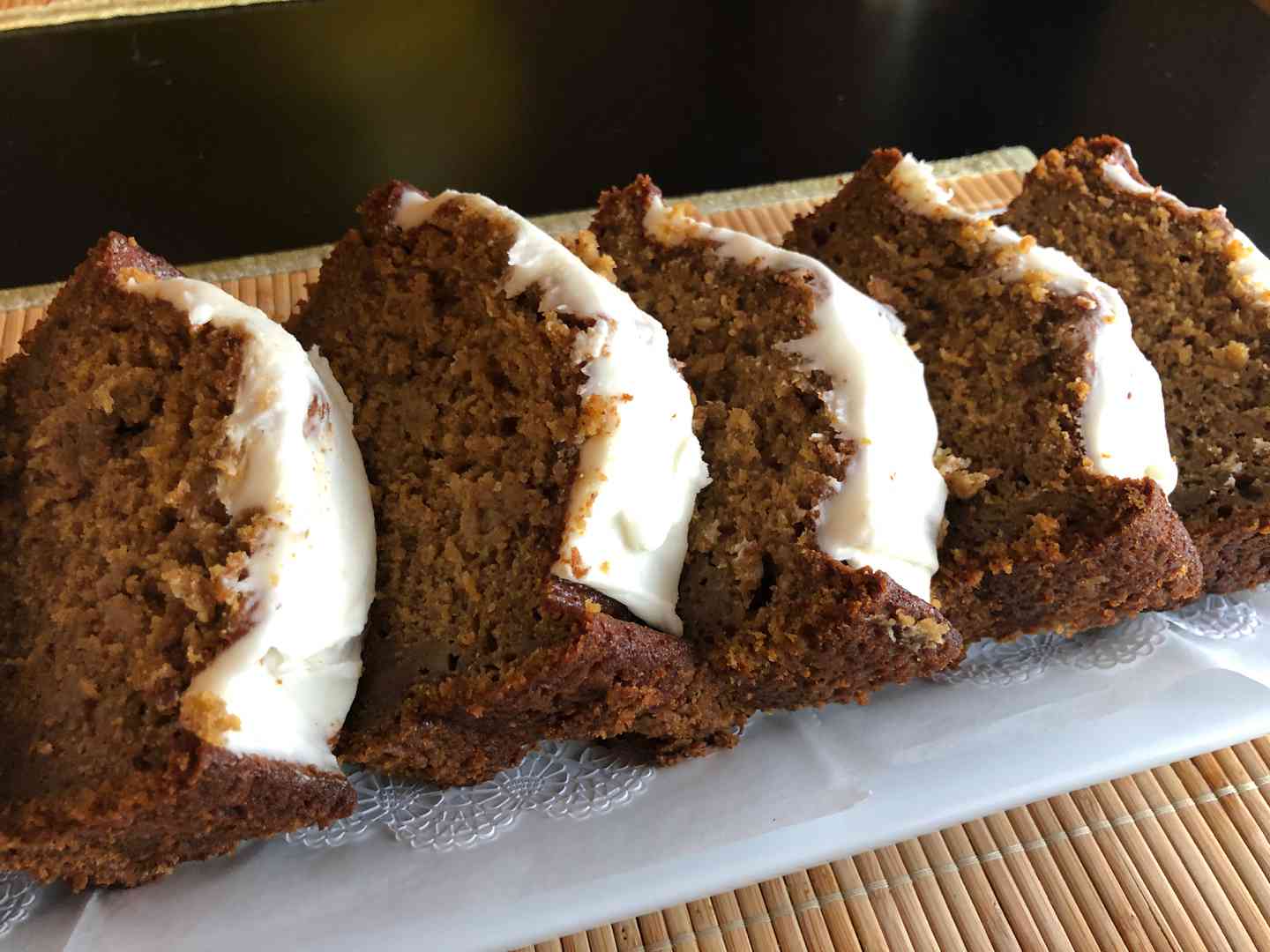 Pumpkin banana bread with buttercream glaze