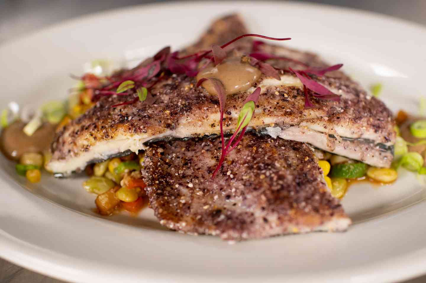 Blue Corn Crusted Carolina Trout