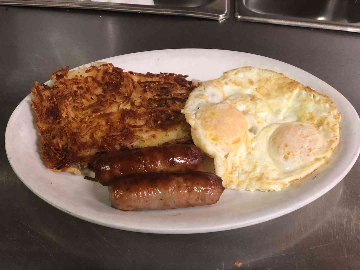 Bacon or sausage and eggs