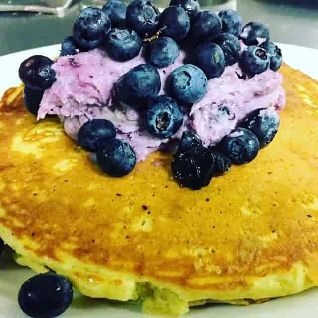 Fresh blueberry buttermilk pancakes