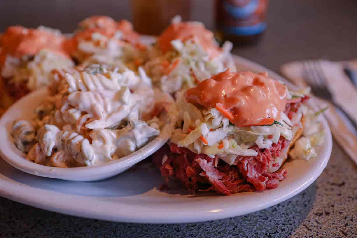 33. Hot Corned beef, Swiss and Coleslaw