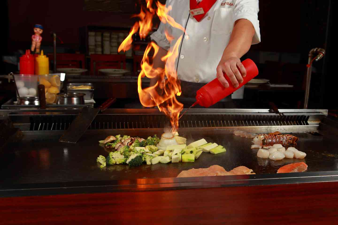 action shot while cooking hibatchi