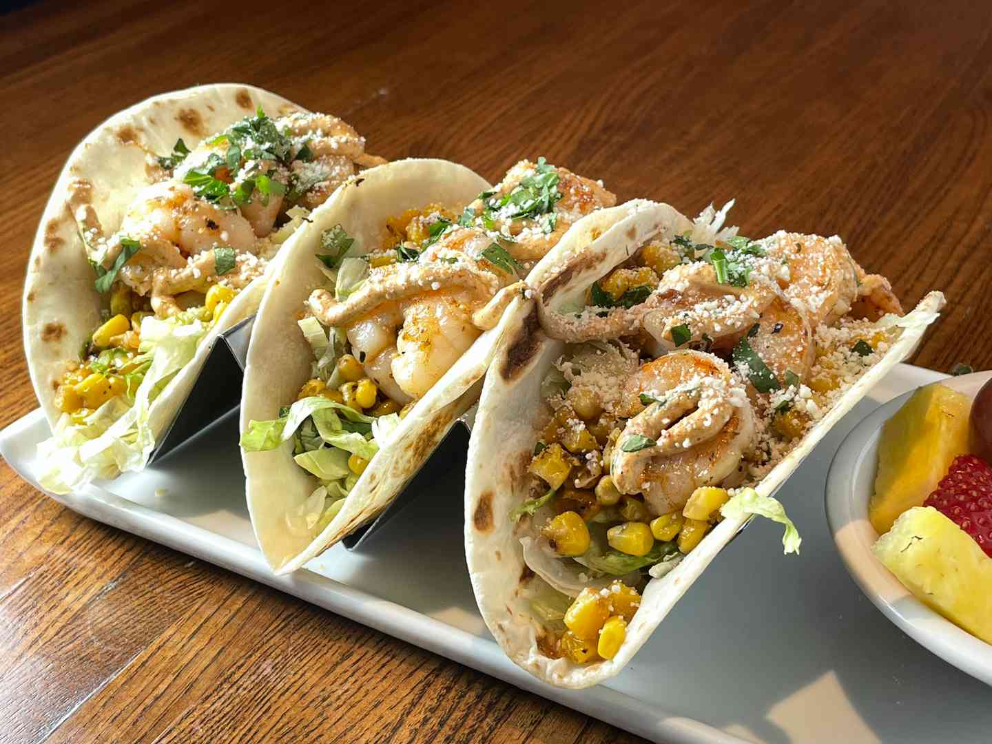 Elote Shrimp Tacos