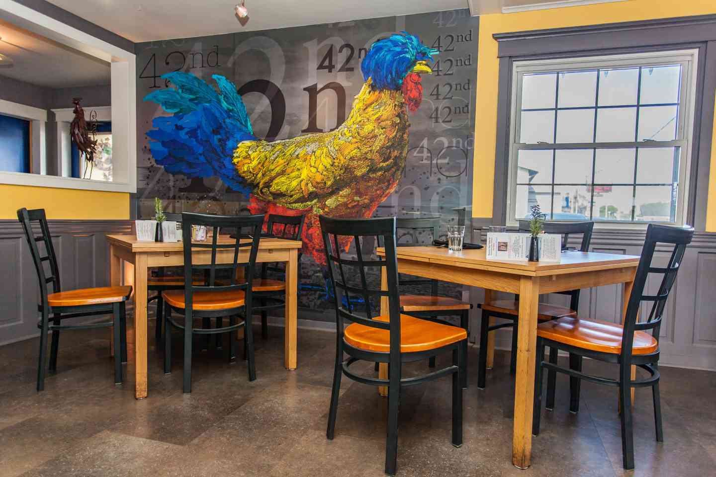 cafe interior with roster