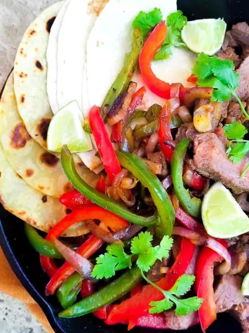 Steak Fajitas with Spanish Rice and Beans