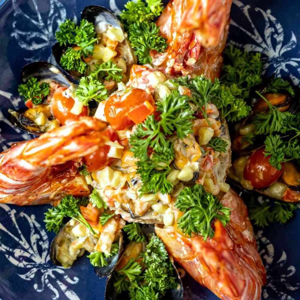 Tiger Prawns with Grits