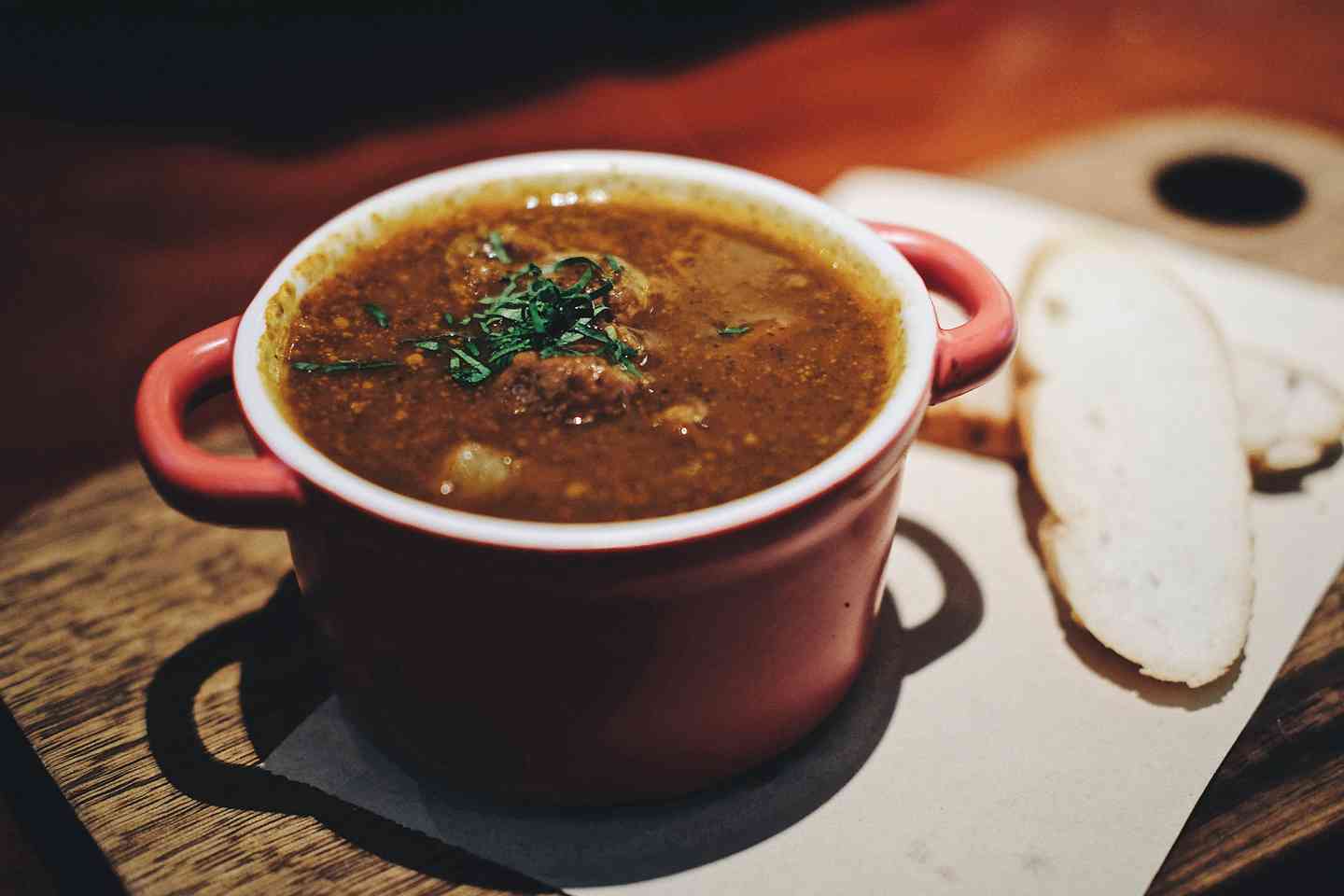 bowl of soup with bread