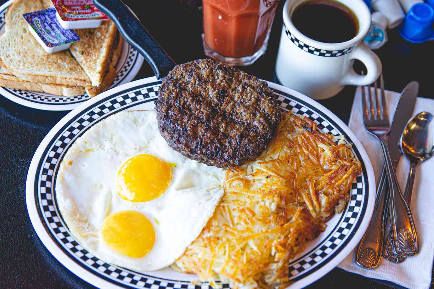 Ground Sirloin Steak & Eggs Breakfast Hungry Dawg's Diner Bar