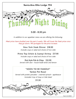 Thursday Night Dining Weekly 06-22-2020