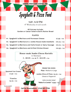 Spaghetti & Pizza Feed 06-17-2020