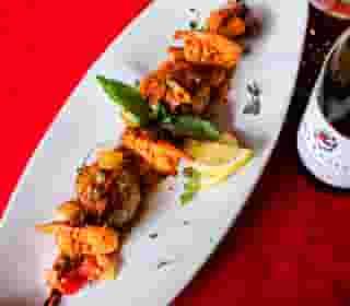 Grilled prawns and scallops
