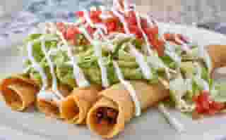 FOUR ROLLED TAQUITOS & ONE SIDE