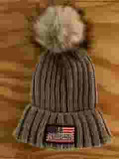Americana Logo Grey Winter Pom Hat