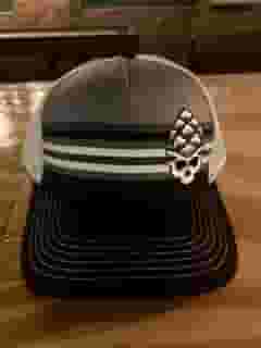 Grey/Green Stripe Hop Skull Black Hat