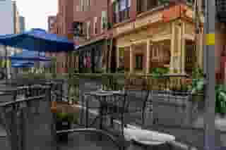 Outside eating area with Terramia Ristorante in the background