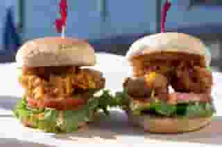 Two fried chicken sandwiches
