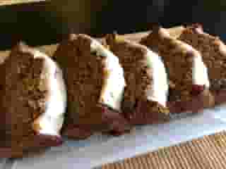 Pumpkin banana bread with buttercream glaze
