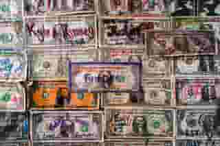 dollar bill wall