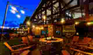 outside by the fire pits at night