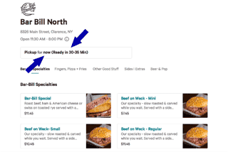 Bar-Bill Order Page