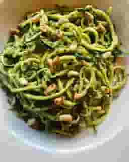 Fresh Zucchini Noodles with Organic Vegan Basil Pesto
