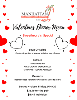 Valentines menu