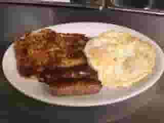 Bacon or sausage and eggs