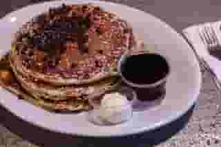 Manhattan blueberry or chocolate chip pancakes