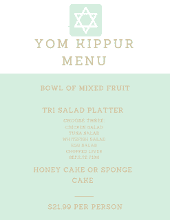 Yom Kippur menu
